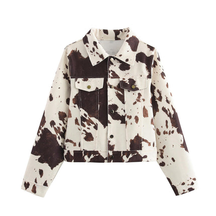 Womens Fashion Cropped Jackets Button Down Long Sleeve Lapel Coats
