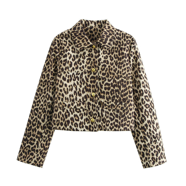 Women's Fashion Cropped Button Down Jackets Casual Long Sleeve Crop Coat