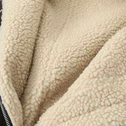 Women's Faux Shearing Moto Jacket Winter Thick Lined Coat Faux Leather Jacket