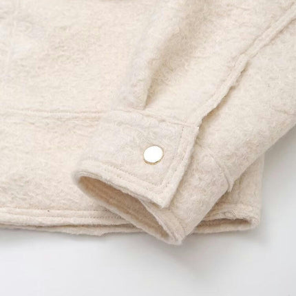 Womens Cropped Coats Fall Winter Wool Blend Coat Casual Long Sleeve Zip Up Jacket Outerwear