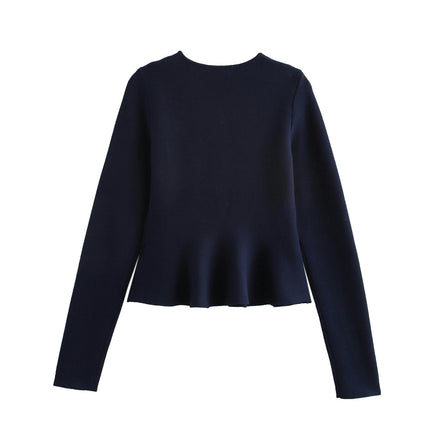 Women's Casual Button Front Long Sleeve Crewneck Cardigan Sweater