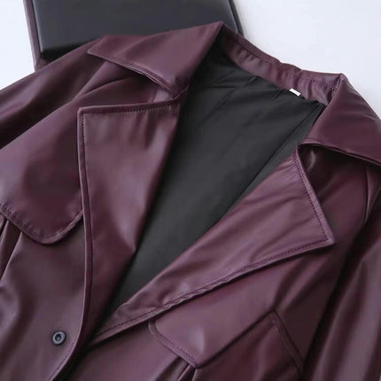 Women's Faux Leather Crop Jacket Button Down Pocket Cropped Motorcycle Jacket