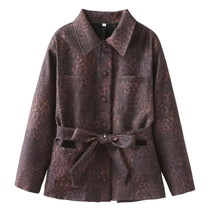 Women's Lapel Collar Single Breasted Jacket Outwear Elegant Work Winter Coats with Belt