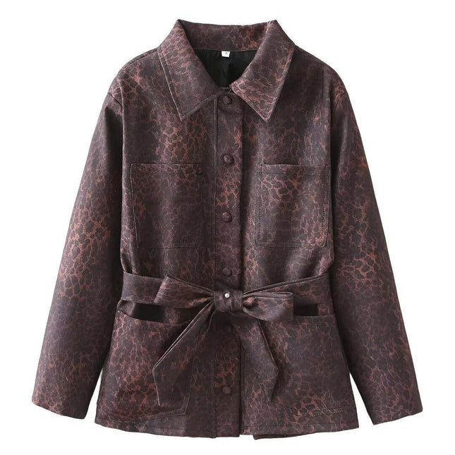 Women's Lapel Collar Single Breasted Jacket Outwear Elegant Work Winter Coats with Belt