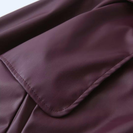 Women's Faux Leather Crop Jacket Button Down Pocket Cropped Motorcycle Jacket