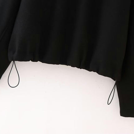 Womens Cropped Jacket Long Sleeve Zip Up Bomber Coats with Pockets