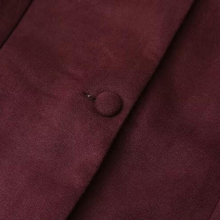 Women's Faux Suede Long Sleeve Jacket Stand Collar Button Down Coats