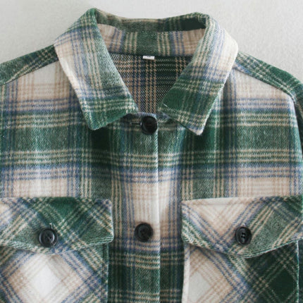 Women's Fashion Flannel Plaid Jackets Long Sleeve Button Down Shirt Coat