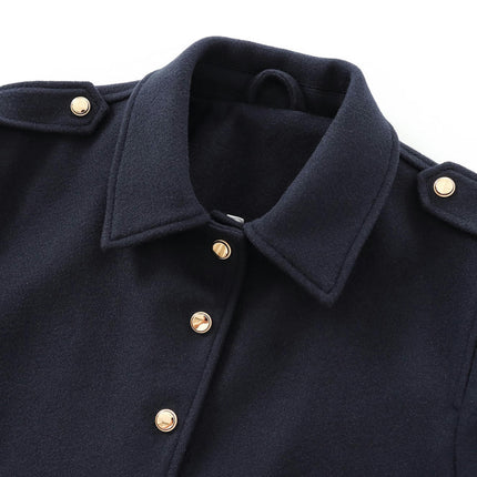 Womens Cropped Coats Lapel Collar Button Down Jackets Short Coats