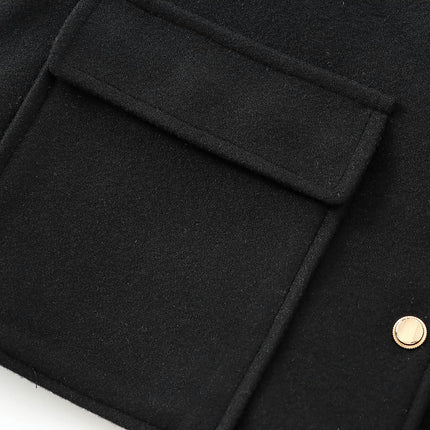 Womens Cropped Coats Lapel Collar Button Down Jackets Short Coats