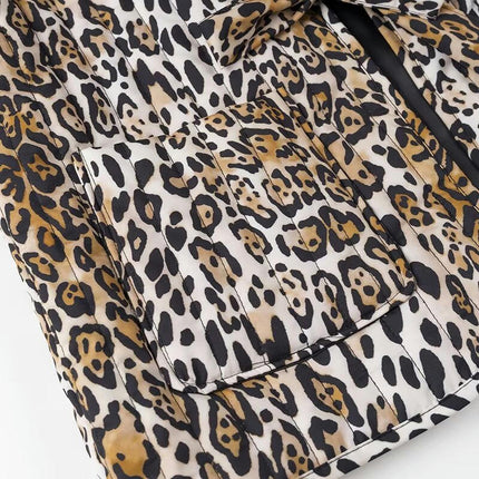 Women's Warm Quilted Jackets Print Tie Front Long Sleeve Padded Warm Outerwear