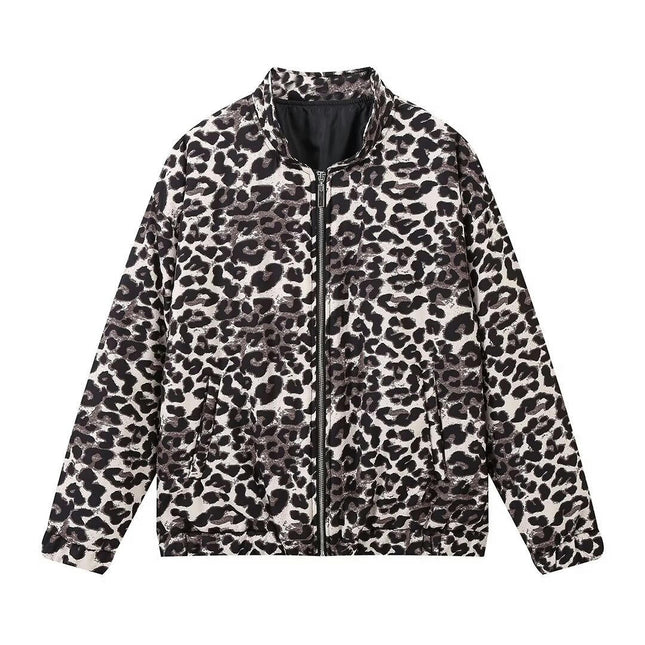 Womens Zip Up Jacket Fall Winter Long Sleeve Stand Collar Coat with Pocket