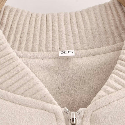 Women's Fashion Faux Suede Jacket Zip Up Casual Bomber Cropped Coats
