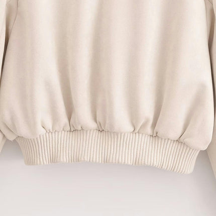 Women's Fashion Faux Suede Jacket Zip Up Casual Bomber Cropped Coats