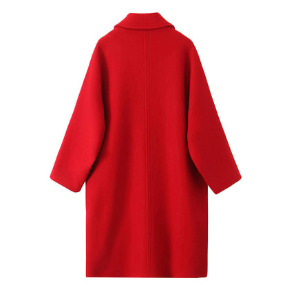 Women's Wool Blend Coats Single Breasted Mid Length Outerwear Winter Coat