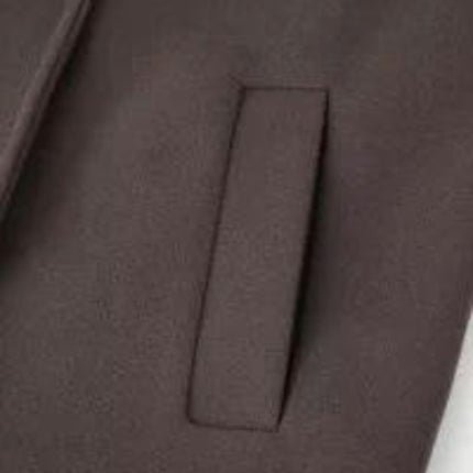 Womens Cropped Blend Jacket Notched Lapel Short Coat with Pockets