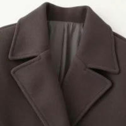 Womens Cropped Blend Jacket Notched Lapel Short Coat with Pockets