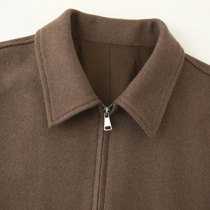 Women's Wool Blend Coat Copped Lapel Zip Up Jacket Outerwear with Pockets
