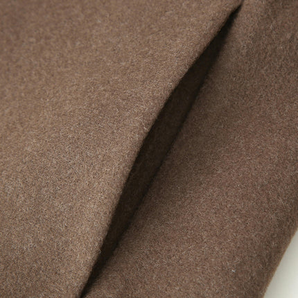 Women's Wool Blend Coat Copped Lapel Zip Up Jacket Outerwear with Pockets