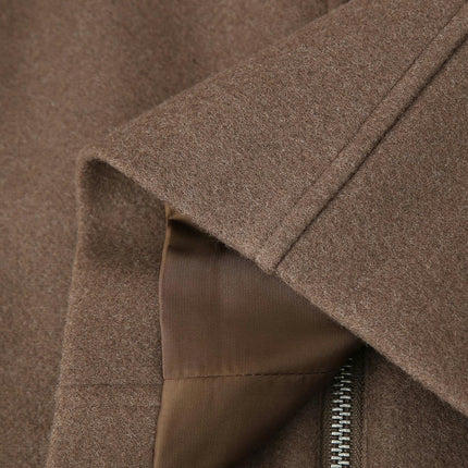 Women's Wool Blend Coat Copped Lapel Zip Up Jacket Outerwear with Pockets