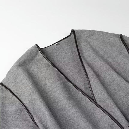 Womens Open Front Casual Winter Coat Wool Blend Jackets with Belt