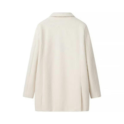 Women Trendy Notched Lapel Button Down Long Sleeve Coats Winter Coats with Pockets
