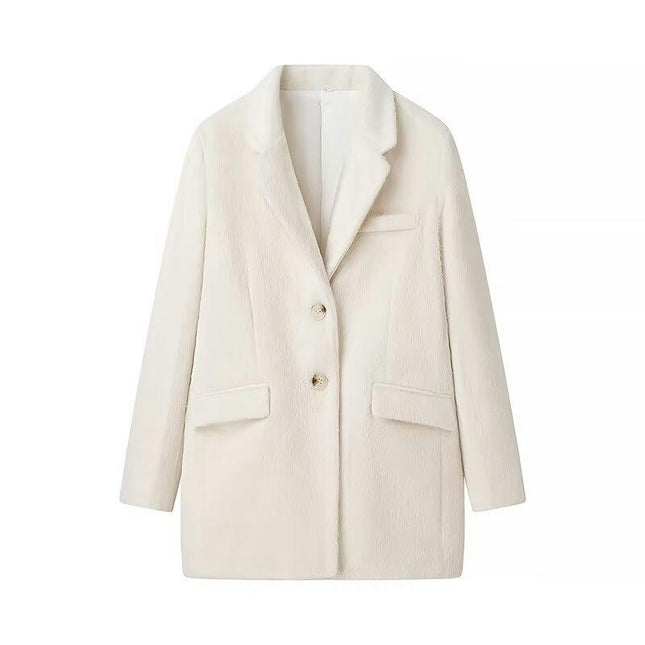 Women Trendy Notched Lapel Button Down Long Sleeve Coats Winter Coats with Pockets