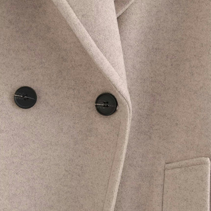 Women Notched Lapel Long Winter Coats Warm Wool Blend Jacket Overcoat