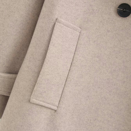Women Notched Lapel Long Winter Coats Warm Wool Blend Jacket Overcoat