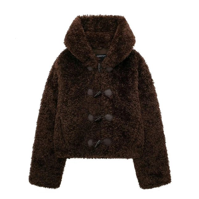 Women's Faux Fur Coat Shearling Fluffy Fuzzy Shaggy Hood Sherpa Fleece Jacket