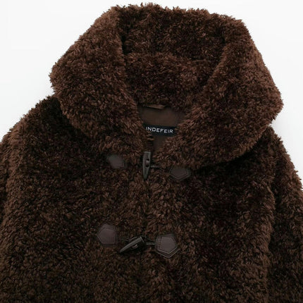 Women's Faux Fur Coat Shearling Fluffy Fuzzy Shaggy Hood Sherpa Fleece Jacket