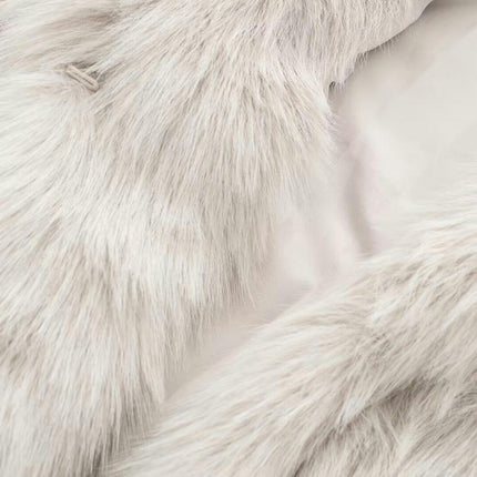 Women's Fuzzy Fleece Winter Jacket Faux Fur Lapel Coat Mid-Length Sherpa Plush Coat