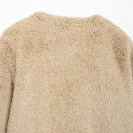 Women's Sherpa Fleece Cropped Jackets Casual Long Sleeve Buttons Faux Fur Coat Winter Outwear