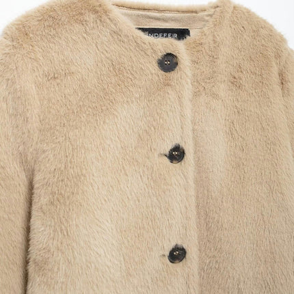 Women's Sherpa Fleece Cropped Jackets Casual Long Sleeve Buttons Faux Fur Coat Winter Outwear