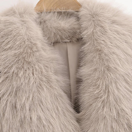 Womens Faux Fur Coat Fleece Cropped Jacket Long Sleeve Warm Winter Outwear