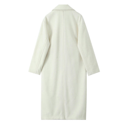 Women's Elegant Single Breasted Coat Long Sleeve Mid Length Winter Overcoat