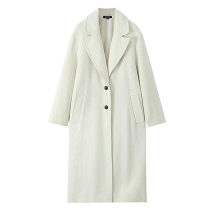 Women's Elegant Single Breasted Coat Long Sleeve Mid Length Winter Overcoat