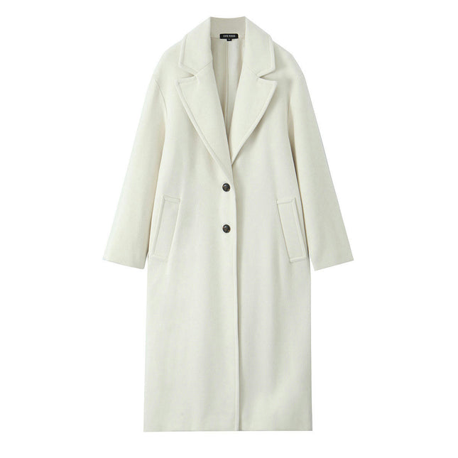 Women's Elegant Single Breasted Coat Long Sleeve Mid Length Winter Overcoat