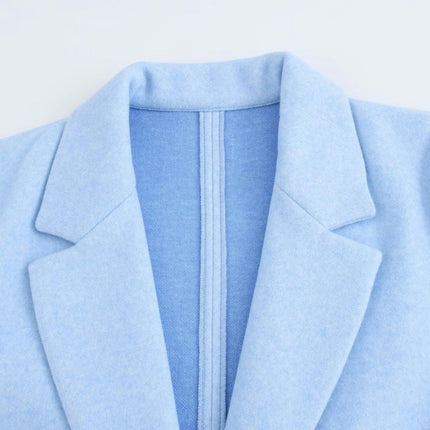 Women's Winter Blend Coats Long Sleeve One Buttoned Notched Lapel Jackets Mid-Length Overcoat