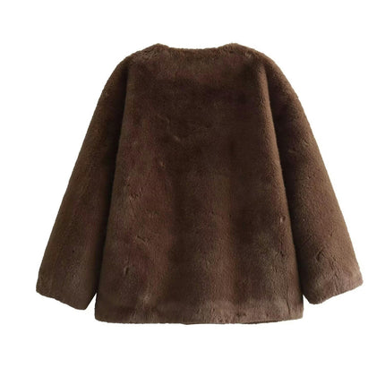 Winter Coats for Women Warm Faux Fur Coat Fashion Cropped Jackets