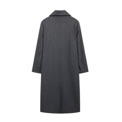 Women's Winter Double Breasted Blend Coat Notch Lapel Long Trench Jackets Overcoat