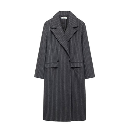 Women's Winter Double Breasted Blend Coat Notch Lapel Long Trench Jackets Overcoat