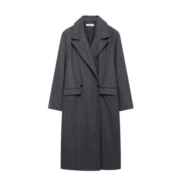 Women's Winter Double Breasted Blend Coat Notch Lapel Long Trench Jackets Overcoat