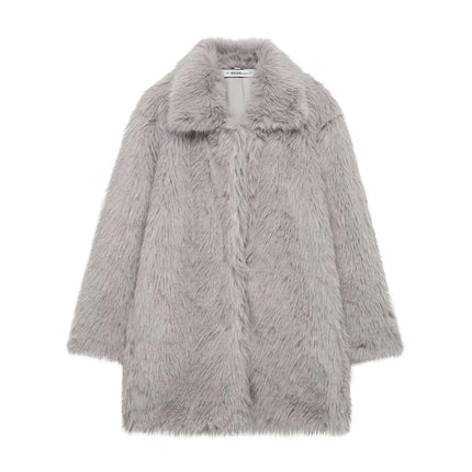 Womens Fuax Fur Coat Winter Warm Fluffy Jacket Thick Outerwear