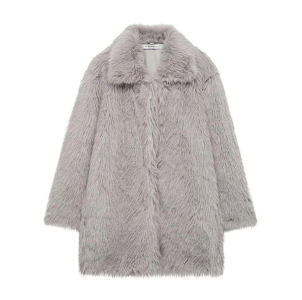 Womens Fuax Fur Coat Winter Warm Fluffy Jacket Thick Outerwear