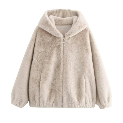 Womens Sherpa Jacket Fuzzy Zip Up Hoodie Fleece Jackets Fluffy Coat with Pockets