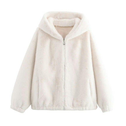 Womens Sherpa Jacket Fuzzy Zip Up Hoodie Fleece Jackets Fluffy Coat with Pockets