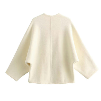 Womens V Neck Cropped Jacket Casual Loose Fit Coat One Button Outwear with Pockets