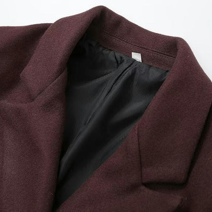 Women's Double Breasted Coat Winter Notched Lapel Long Jacket