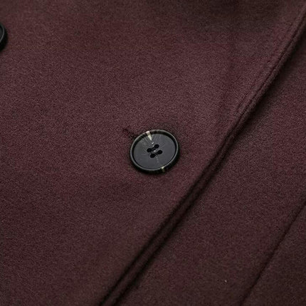 Women's Double Breasted Coat Winter Notched Lapel Long Jacket